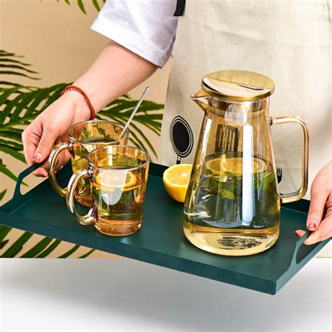 Amber Glass Jug and Cup Set of 7 Online - Premium Jug Set | Nestasia