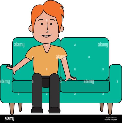 man sitting on the couch Stock Vector Image & Art - Alamy