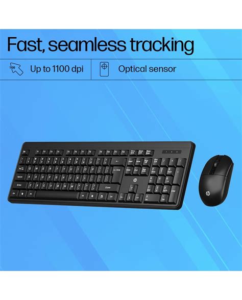 HP KM200 Wireless Mouse and Keyboard Combo, Full-Size Ergonomic Design ...