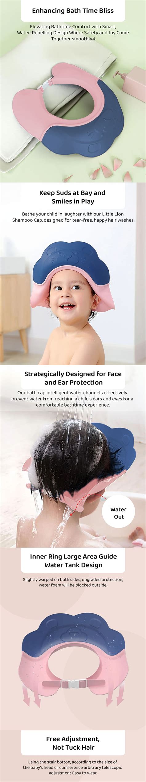 Adjustable Baby Shower Cap - Shield Eyes and Ears Bathing Hat