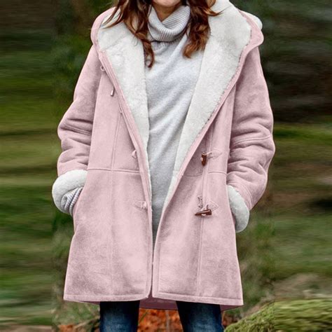 Womens Winter Coats, Womens Oversize Lapel Fleece Lined Denim Jacket ...