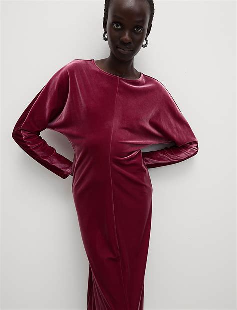 Buy Velvet Round Neck Midaxi Column Dress at Marks & Spencer