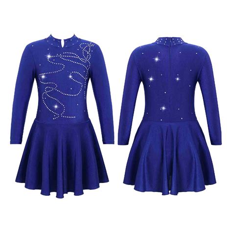 Girls Shiny Figure Ice Skating Dress Sparkling Rhi... – Grandado