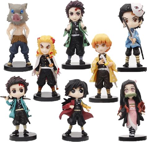 Buy Toruji Set of 8 Pieces Demon Slayer Action Figure Zenyi Tanjiro ...