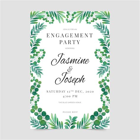 Floral engagement invitation design | Premium Vector