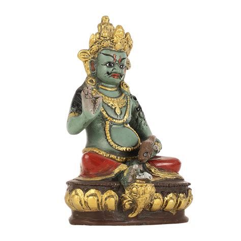 Buy Superfine Handpainted Brass Lord Kubera Idol | 8" - Budhshiv.com