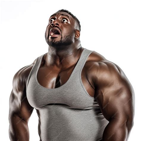 A man with a big afro and a big black man in a tank top | Premium AI ...