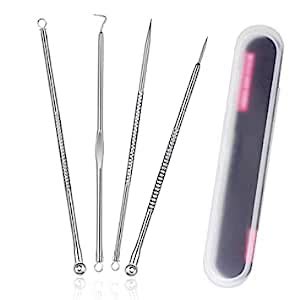4PCS Blackhead Remover Comedone Extractor, Curved Blackhead Tweezers ...