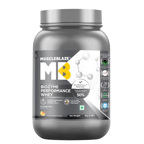 MuscleBlaze Biozyme Performance Whey Protein | Clinically Tested 50% ...