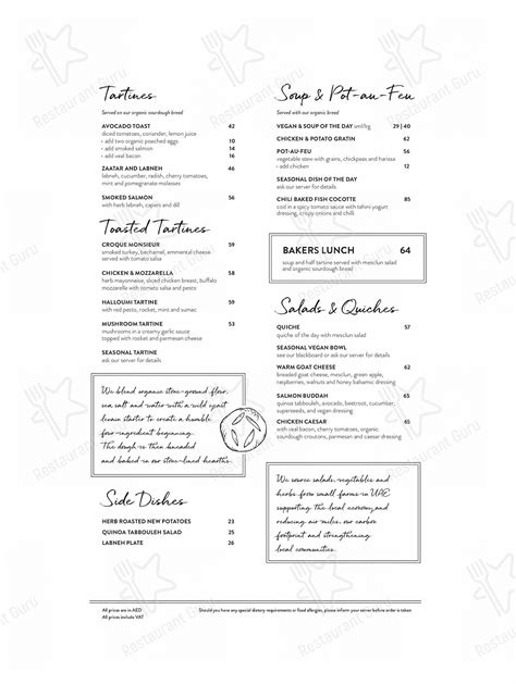 Menu at Le Pain Quotidien restaurant, Dubai, Mall