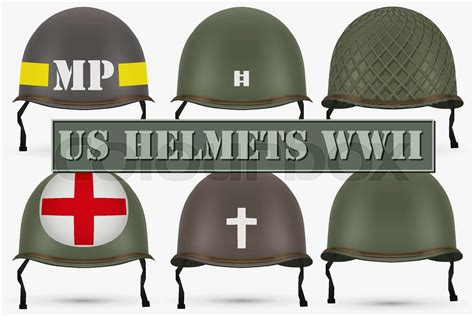 Set of Military US helmets M1 WWII | Stock vector | Colourbox