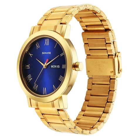 Buy Online Sonata Utsav Blue Dial Watch for Men - ns77108ym06 | Titan