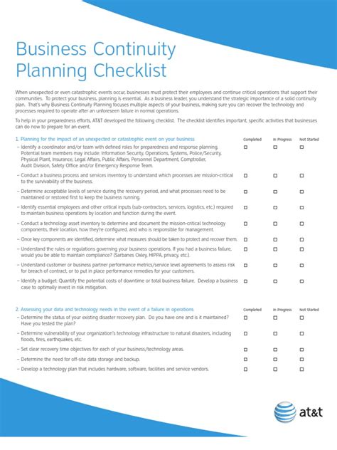 Business Continuity Plan Testing Checklist 的图像结果