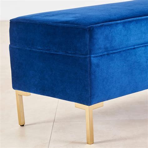 Buy Velvetica Fabric Bench - Blue from Home Centre at just INR 9995.0