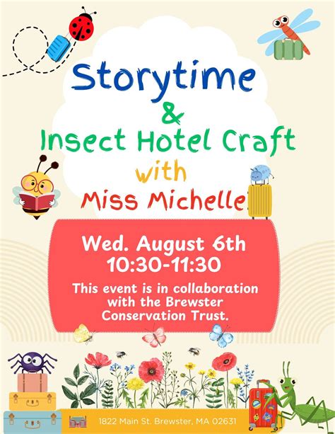Storytime & Insect Hotel Craft, 1822 Main Street, Brewster, MA, United ...