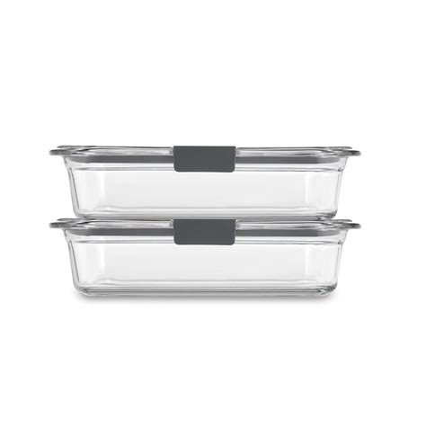 Rubbermaid Brilliance Glass Food Storage Containers with Lids, 8 Cup, 2 ...