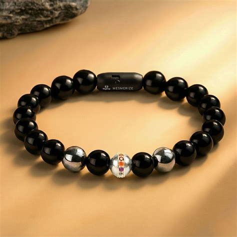 Pure 925 Silver 7 Chakra And Hematite Natural Stone Bracelet With ...