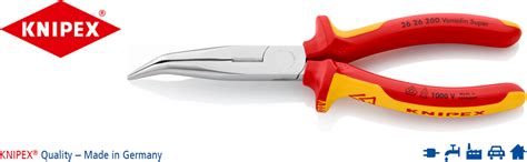 Knipex 2626200 Angled Long Nose Pliers with Cutter, 1000 Volt Rated, 8 ...