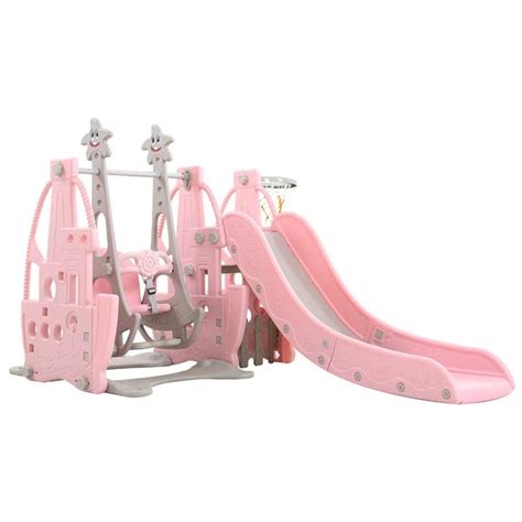 Buy 4-In-1 Toddler Climber and Swing Slide Set with Basketball Hoop ...