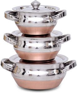 RBGIIT Copper Bottom Handi Set with Lid and Handle Kitchen Serving ...