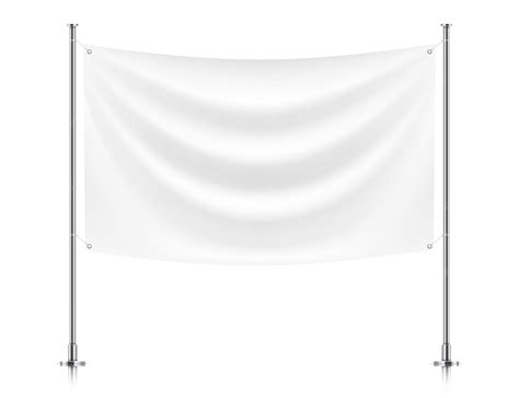 Premium Vector | White fabric banner flag hanging on poles isolated on ...