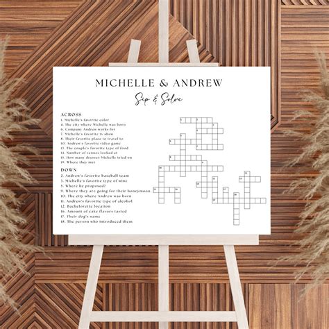 Custom Wedding Crossword Puzzle Template Personalized Sip and - Etsy