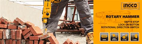 INGCO RGH6528 650W Reversible Rotary Hammer Drill 0-1700 RPM 25mm ...