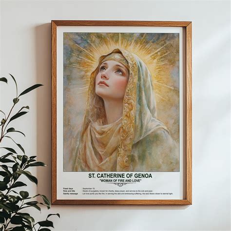 St. Catherine of Genoa, Sacred Art, Religious Wall Art for Families, Patron Saint, Housewarming ...