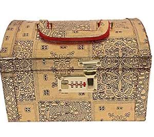 PT Wooden Vanity Box with Lock System (Gold) Makdi Box : Amazon.in: Fashion