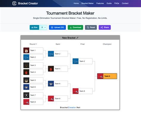 Printable 32 Teams Single Elimination Tournament Bracket ...