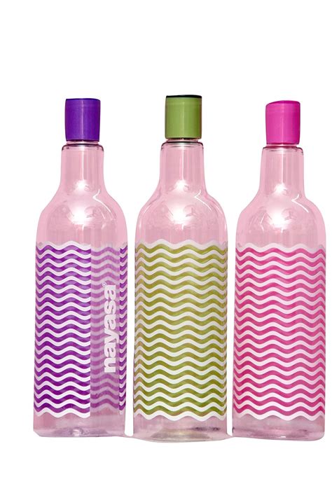 Nayasa Superplast Cool Tower Plastic Water Bottle Set, 1 Litre, Set of ...