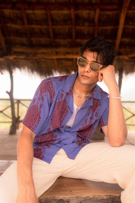 Blue Purple Printed Resort Shirt – AakarTaro