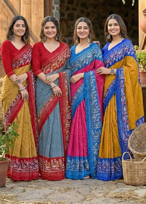 Scdf Batik A Cotton Block Printed Saree Collection