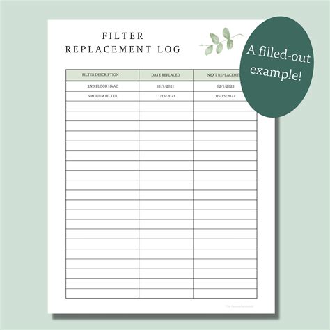 Image result for HVAC Filter Replacement Log