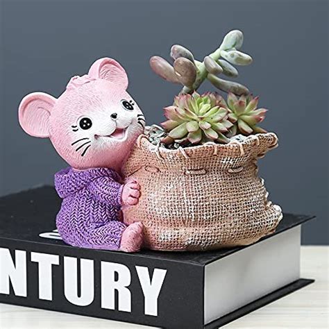 Brotherhood Enterprise Little Mouse with Basket Animal Resin Plant ...