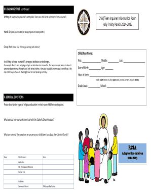 Fillable Online RCIA Registration Form - Holy Trinity Catholic Church ...