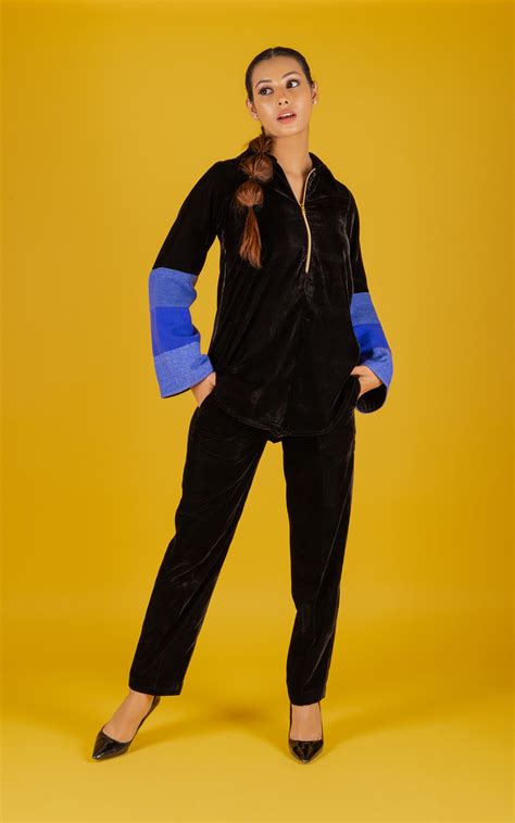 Black & Bold Velvet Co-ord Set