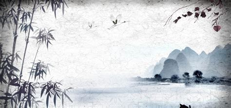 水墨复古诗画流水中国风简约大气背景背景图片素材免费下载_熊猫办公