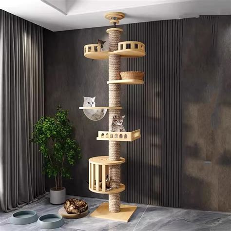 Amazon.com: Mekidulu Floor to Ceiling cat Tree - Cat Tree Floor to ...