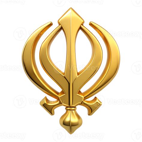 metalic sikhism khanda symbol made of gold isolated on transparent ...