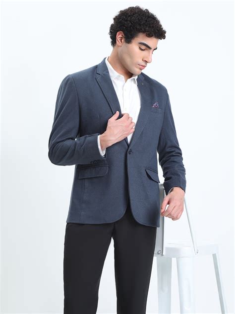 Shop Men's Navy Blue Single-Breasted Slim Fit Blazer - Showoffff Blazers