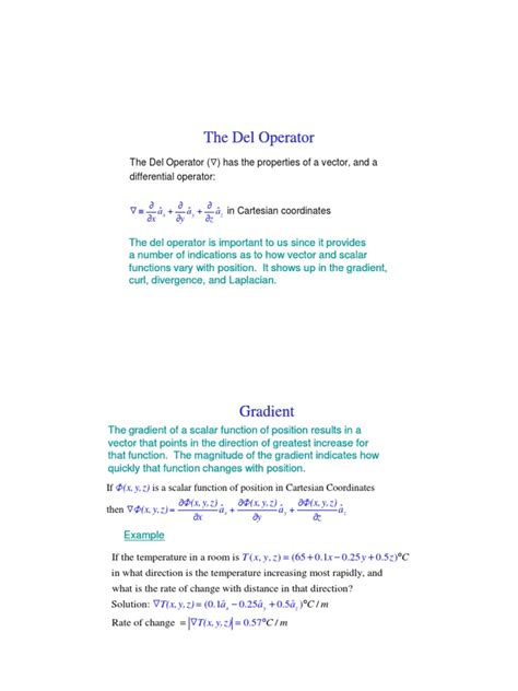 Del Operator | PDF | Divergence | Gradient