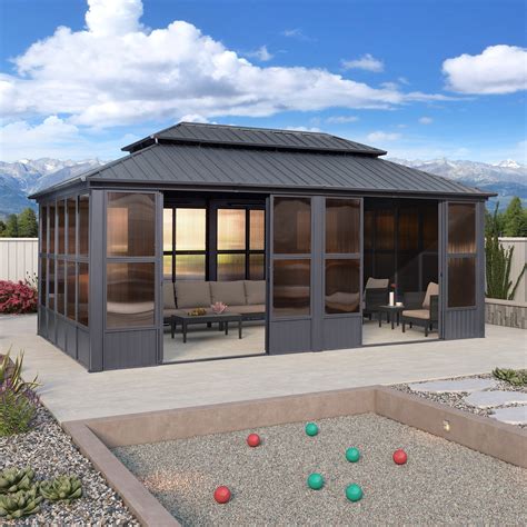 Purple Leaf 12 Ft. W X 20 Ft. D Aluminum Patio Gazebo Patio Hardtop ...