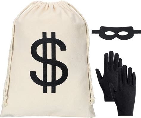 Buy Robber Costume Set, Include 11.8x15.7inch Dollar Sign Money Bag ...