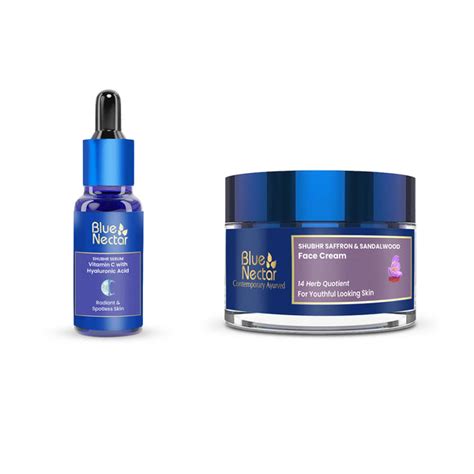 Vitamin C Face Serum and Anti Aging Saffron Cream – Blue Nectar