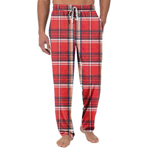 SnnmBlm Men's Cotton Super Soft Flannel Plaid Pajama Pant Red 2XL ...