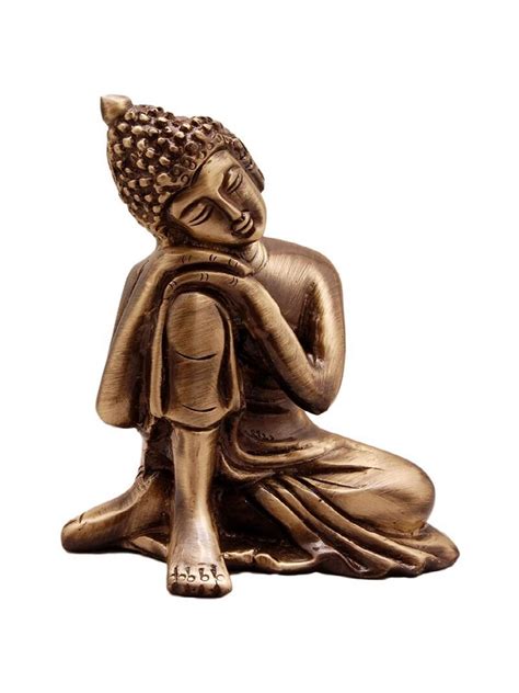 eCraftIndia Resting Buddha on Knee Metal Showpiece (7.5 cm x 5.38 cm x ...