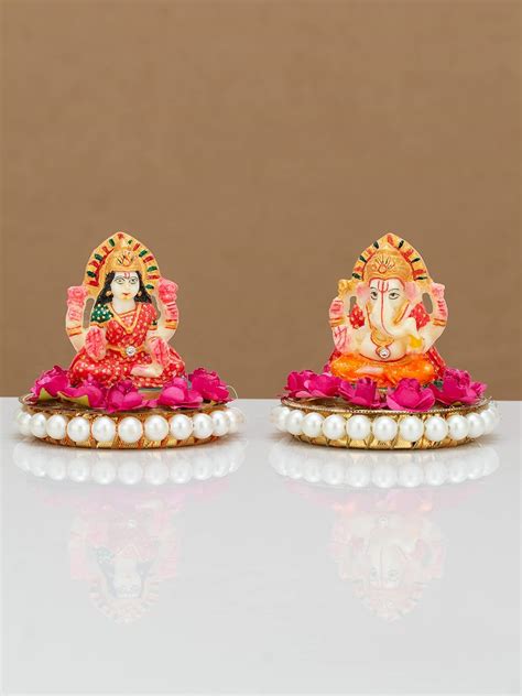 Laxmi Ganeshji 🙏🕉 Decorative Showpiece with Artificial flowers for Nav ...