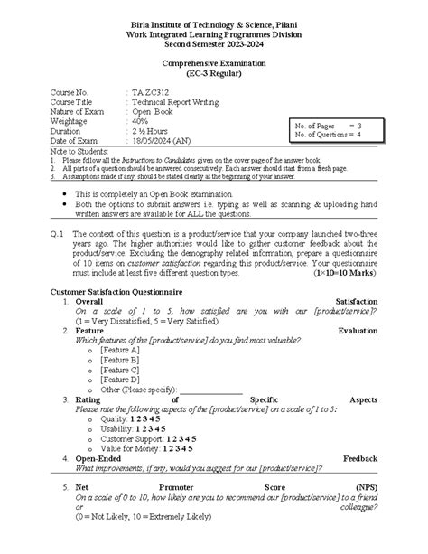 TA ZC312 EC-3R Second SEM 2023-2024 - Birla Institute of Technology ...