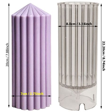 (8.9"x3.1"inch) Pencil Ribbed Line Pillar Polycarbonate Candle Mold ...